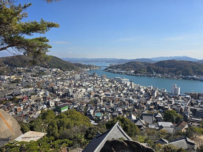 千光寺境内から見渡す尾道市街と尾道水道。尾道大橋まで一望できる